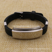 Wholesale Custom Carbon Steel Adjustable Silicone Wristband